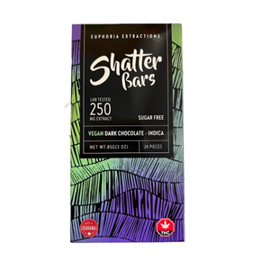 Vegan - Shatter Bars - Dark Chocolate - Indica - 250MG THC