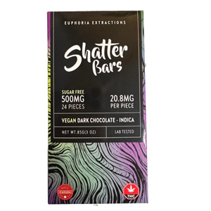 Vegan - Shatter Bars - Dark Chocolate - Indica - 500mg